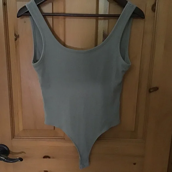 Sage Green Ribbed Bodysuit - Picture 1 of 6